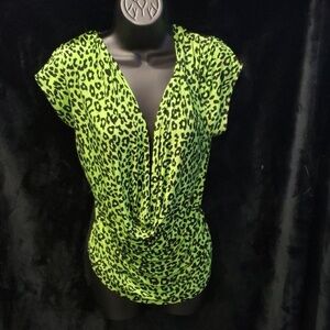 Lime Green Leopard Top size M